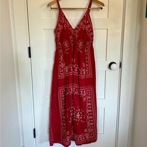 Red Bandana Print Maxi Dress